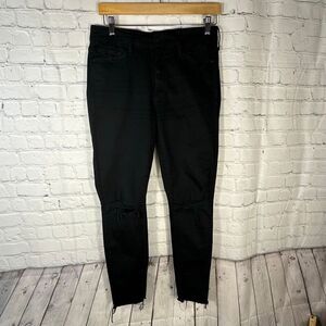 MOTHER  Jeans The Looker Ankle Fray 29 Black Guilty as Sin Stretch Made USA